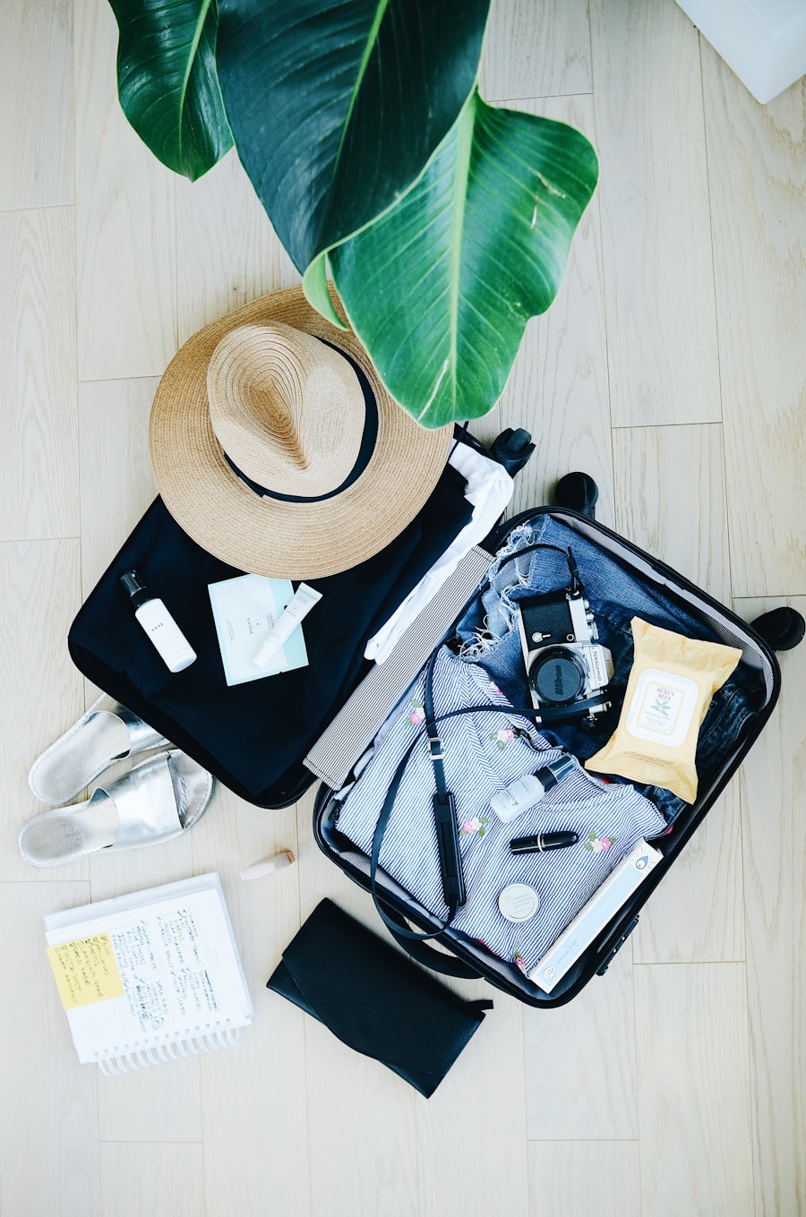 A packed suitcase ready for a trip